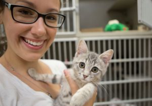 PAWS Volunteer with Cat